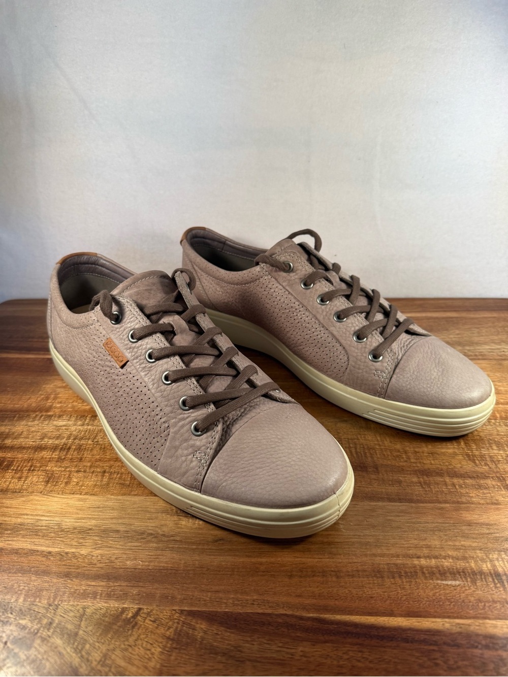 Ecco Men's Soft 7 Leather Lace Sneaker, Camel Size 45/46 - US 11-12